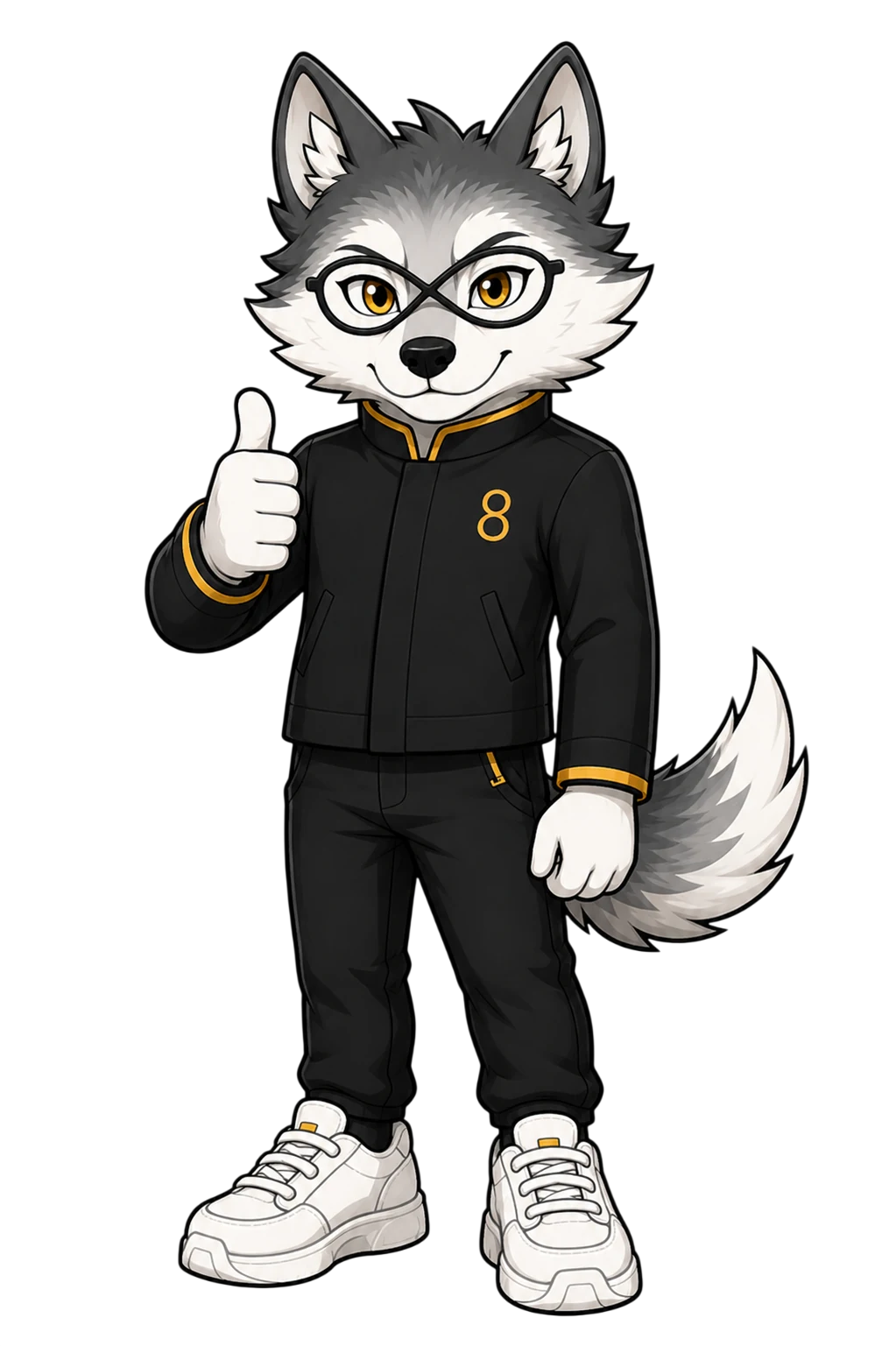 Wolfie giving a thumbs-up